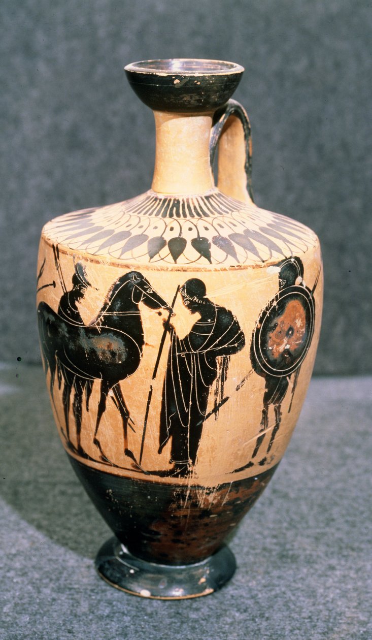 Attisk vase med svart figur, 500-tallet f.Kr av Unbekannt