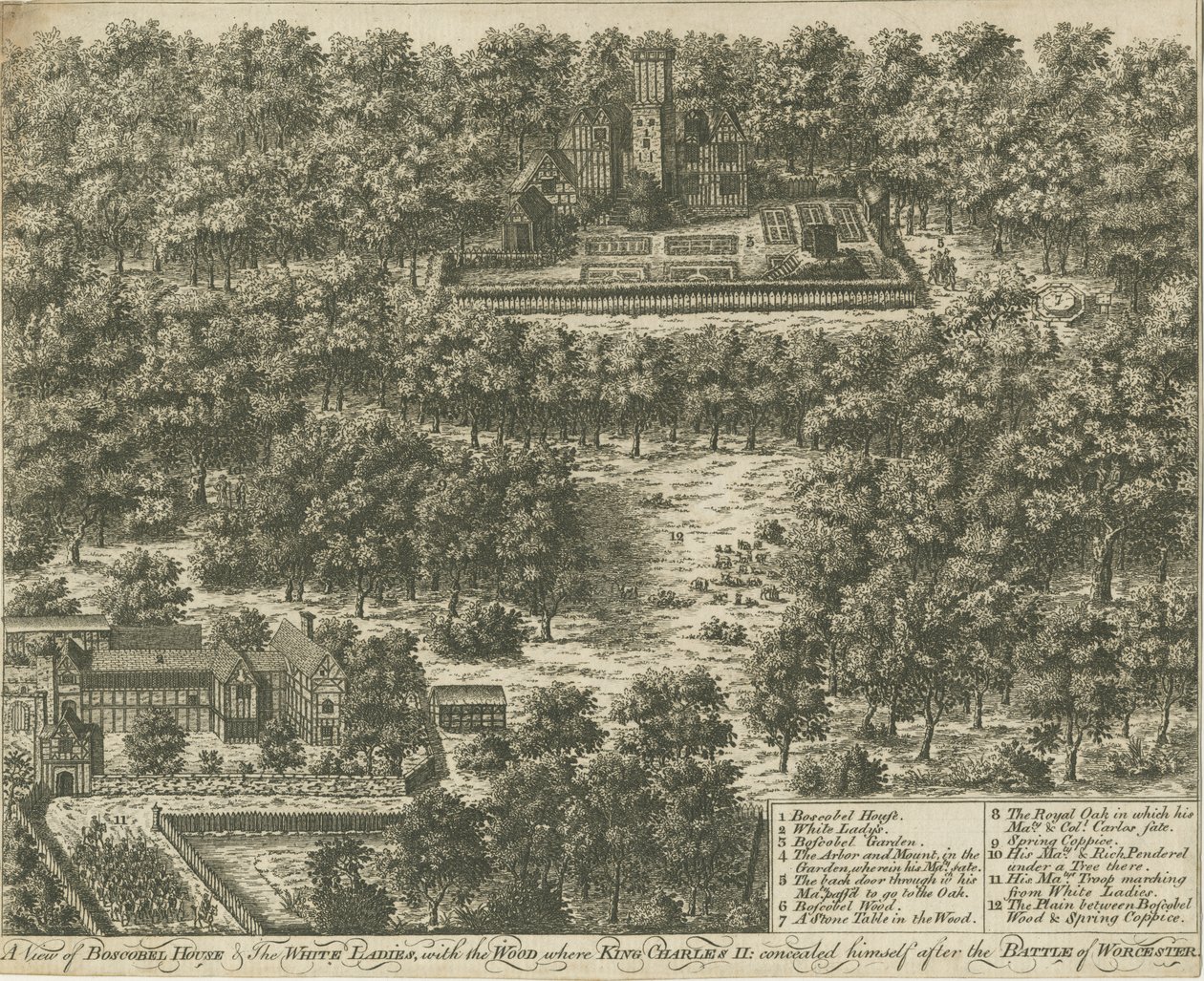 Boscobel House: gravering, nd [1769] av Unbekannt