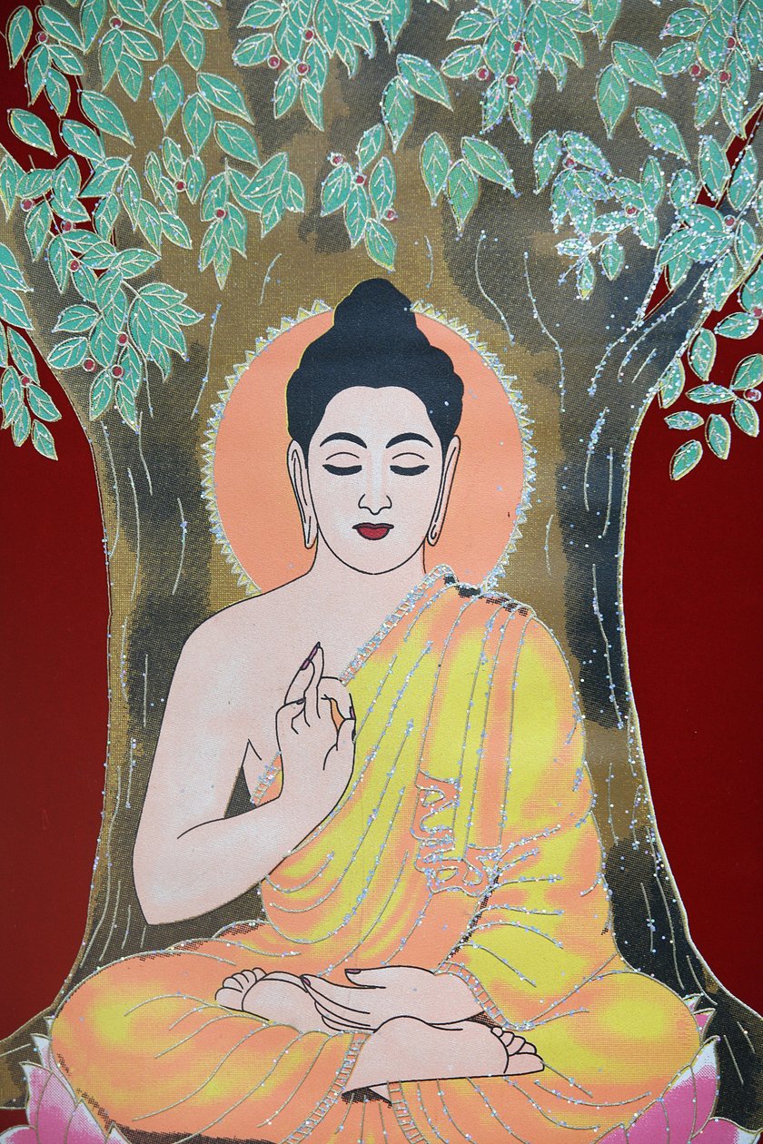 Buddha gir en velsignelse. Thangka, Katmandu, Nepal av Unbekannt