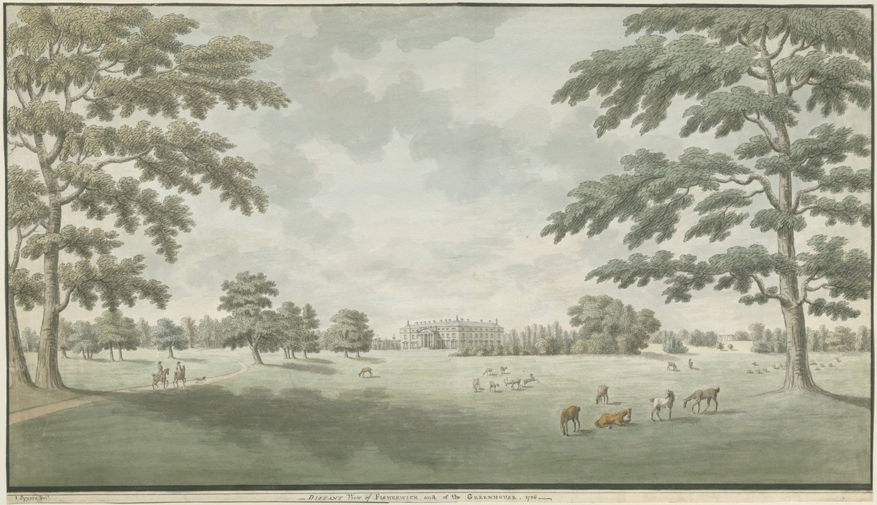 Fisherwick Hall: vannfargetegning, 1786 av Unbekannt