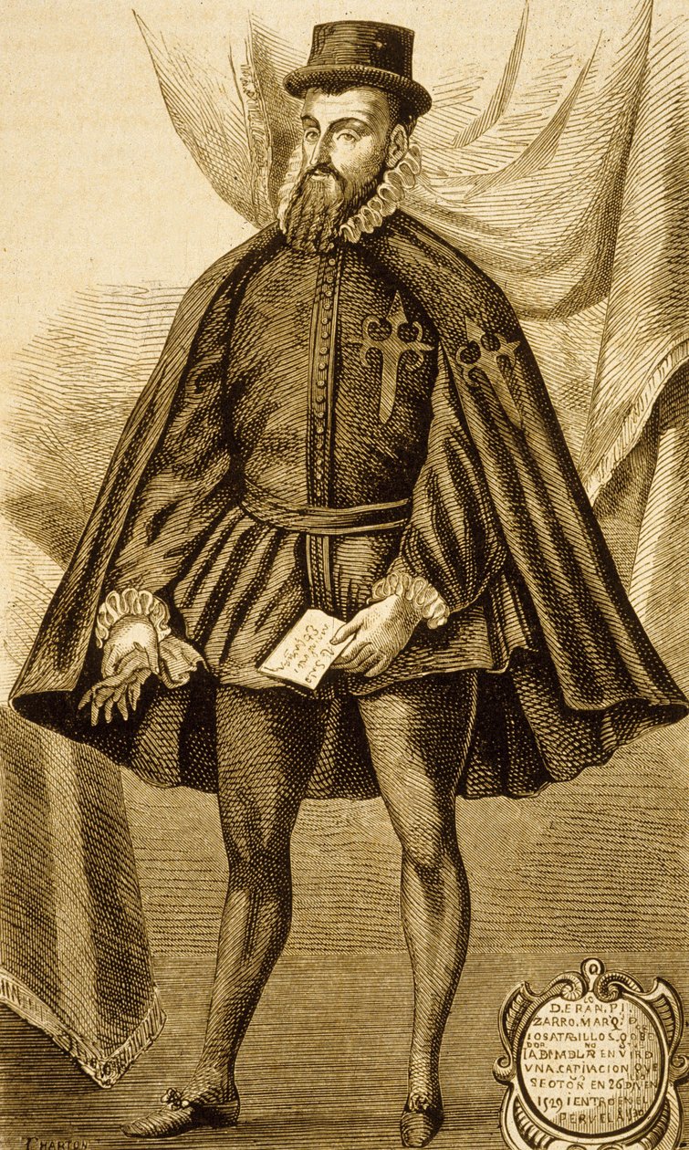 Francisco Pizarro (gravering) av Unbekannter Künstler
