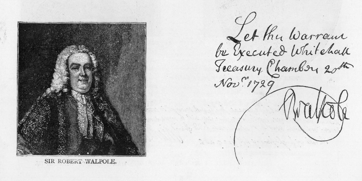 Håndskrift og signatur av Sir Robert Walpole av Unbekannt