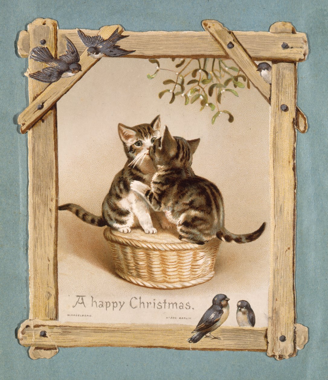 "Glad jul sier kattungene" (chromolitho) av Unbekannter Künstler