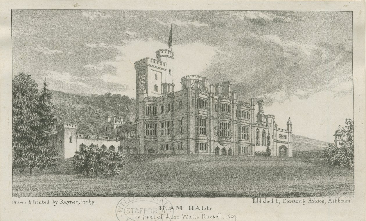 Ilam Hall: litografi, nd [ca. 1839] av Unbekannt