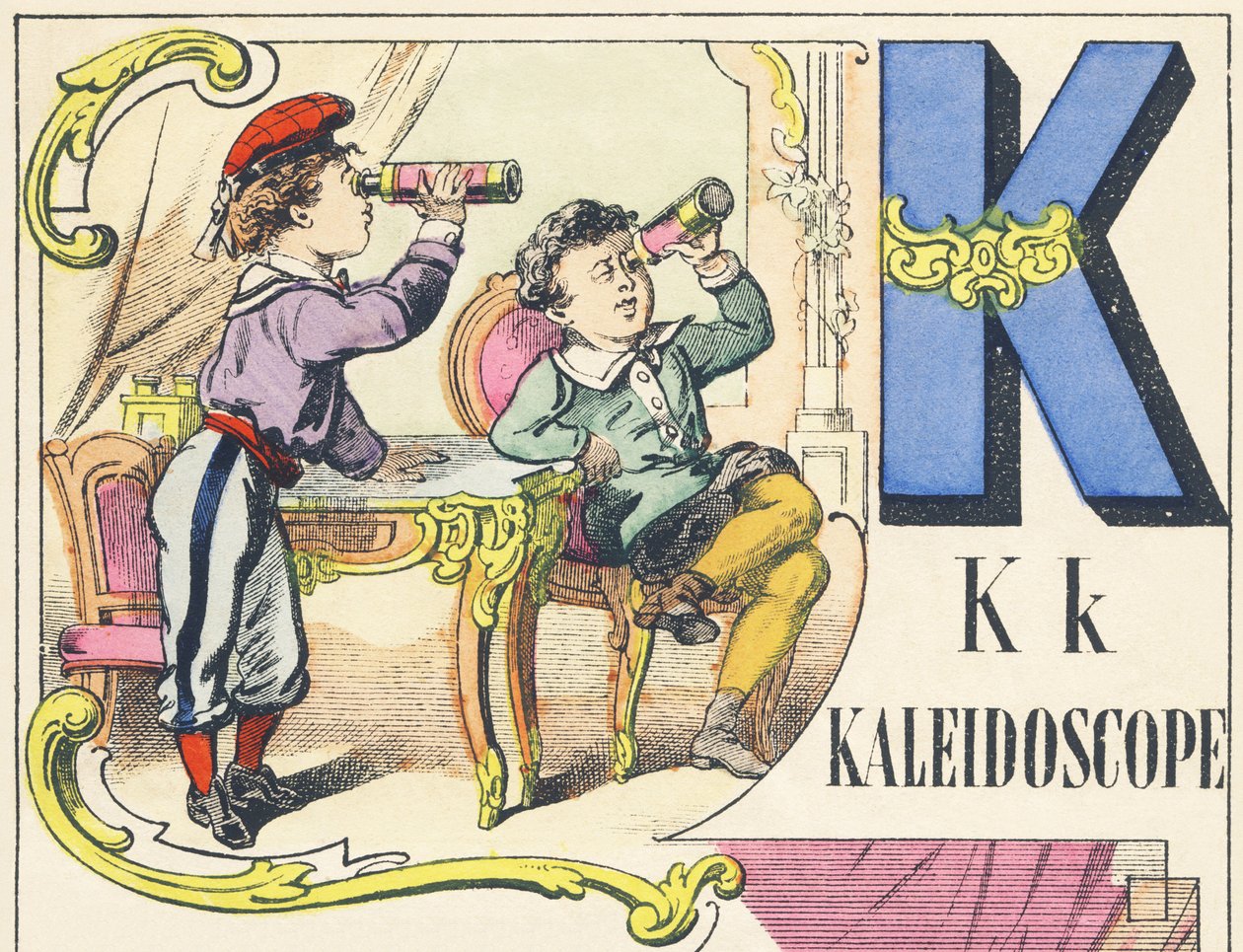 K : kaleidoscope - Games Alphabet, ca. 1890 (illustrasjon) av Unbekannt