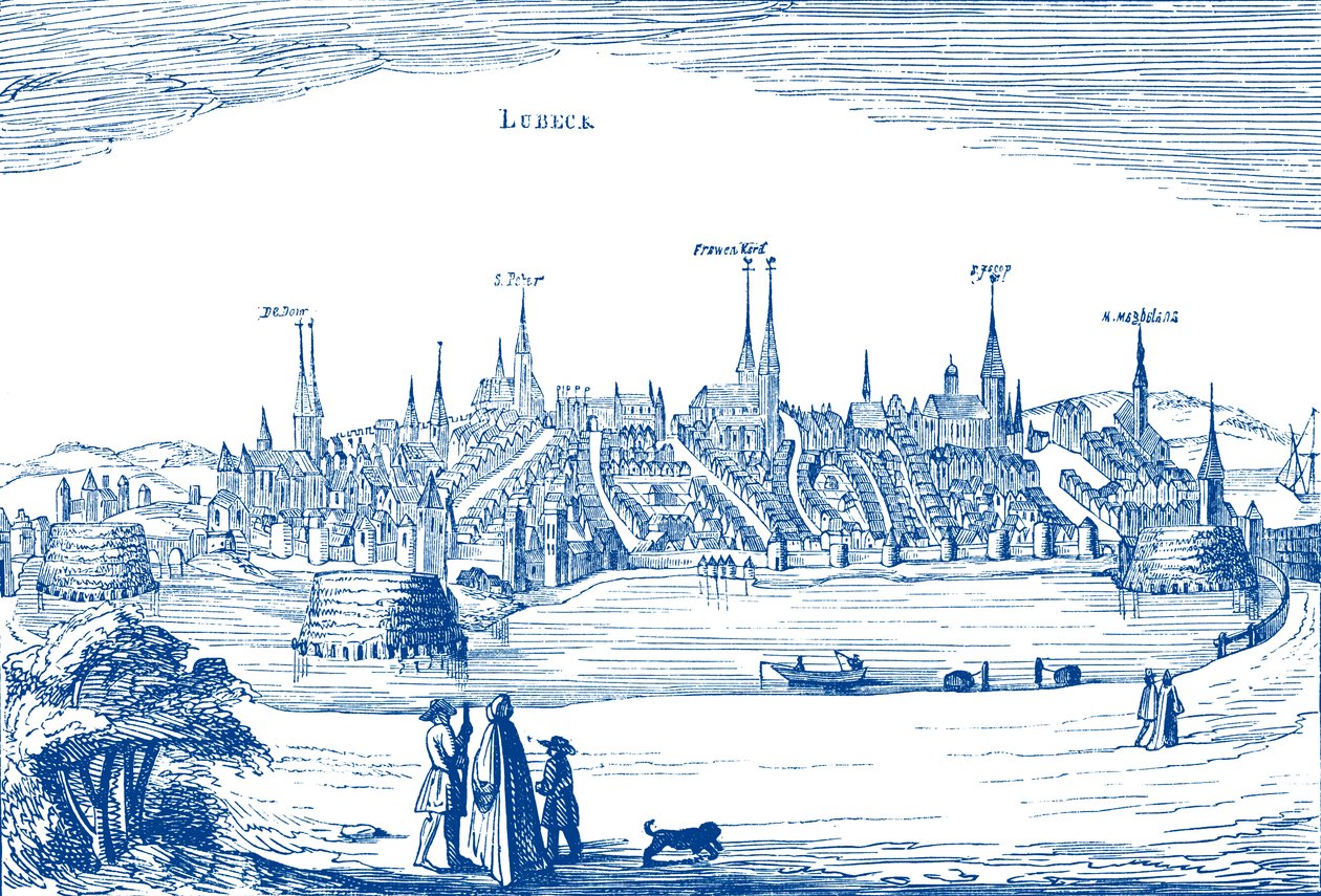 Lübeck og havnen av Unbekannter Künstler
