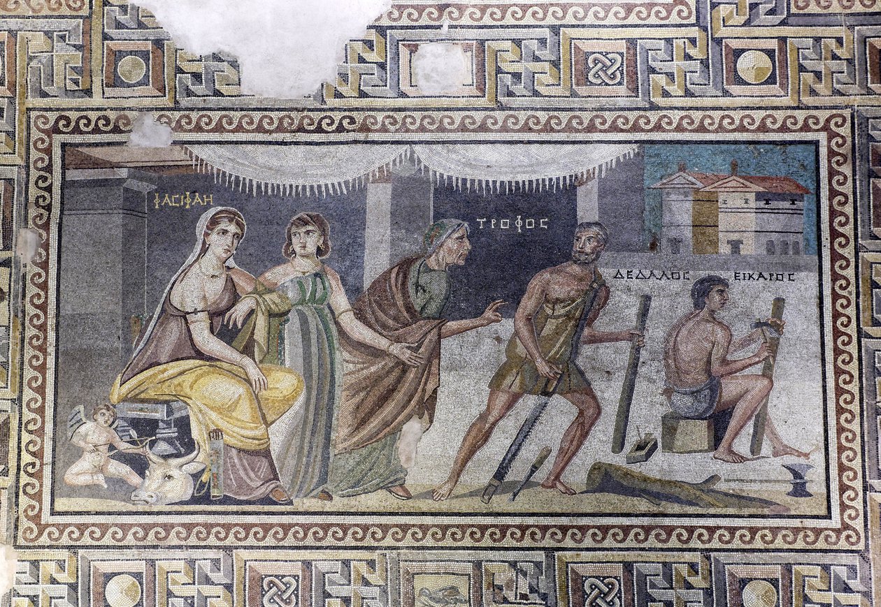 Mosaikk, Pasiphae og Daedalus av Unbekannter Künstler