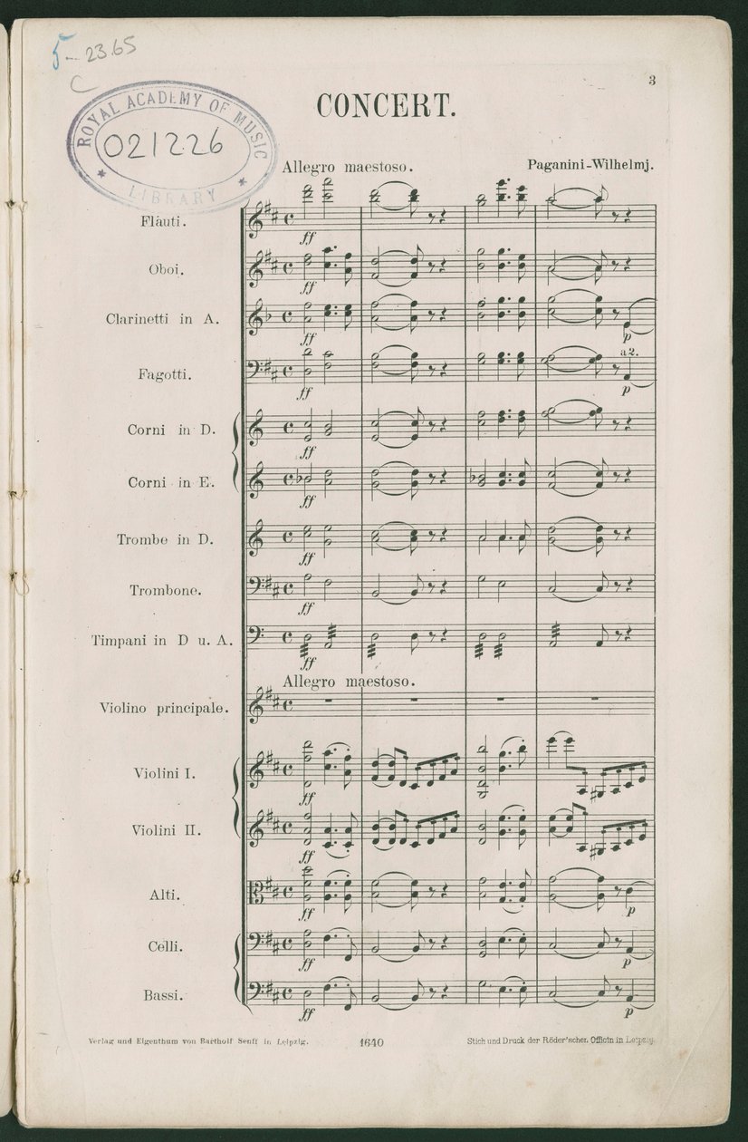Paganini fiolinkonsert nr. 1, op. 6 av Unbekannter Künstler