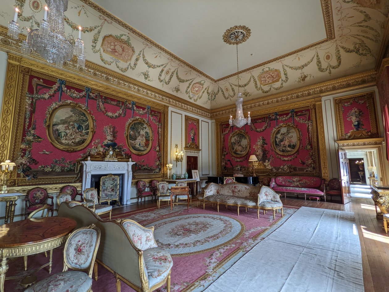 Red Tapestry Drawing Room, Nottinghamshire, England (bilde) av Unbekannter Künstler