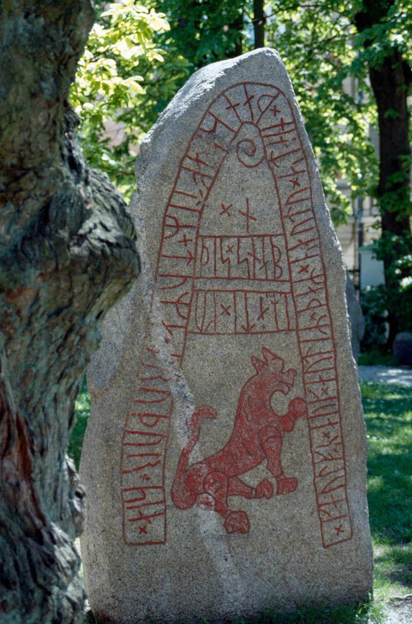 Rune Stone, Lund, Sverige. Viking sivilisasjon. av Benjamin Baud