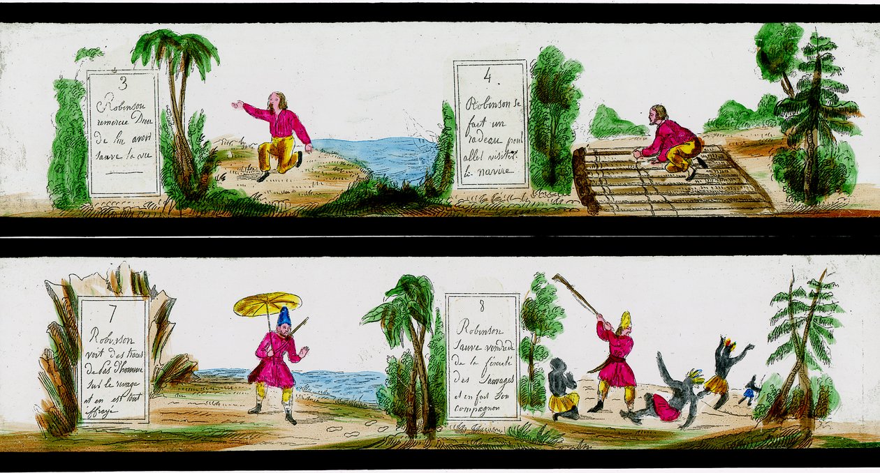 Scene fra eventyrene til Robinson Crusoe av Unbekannter Künstler