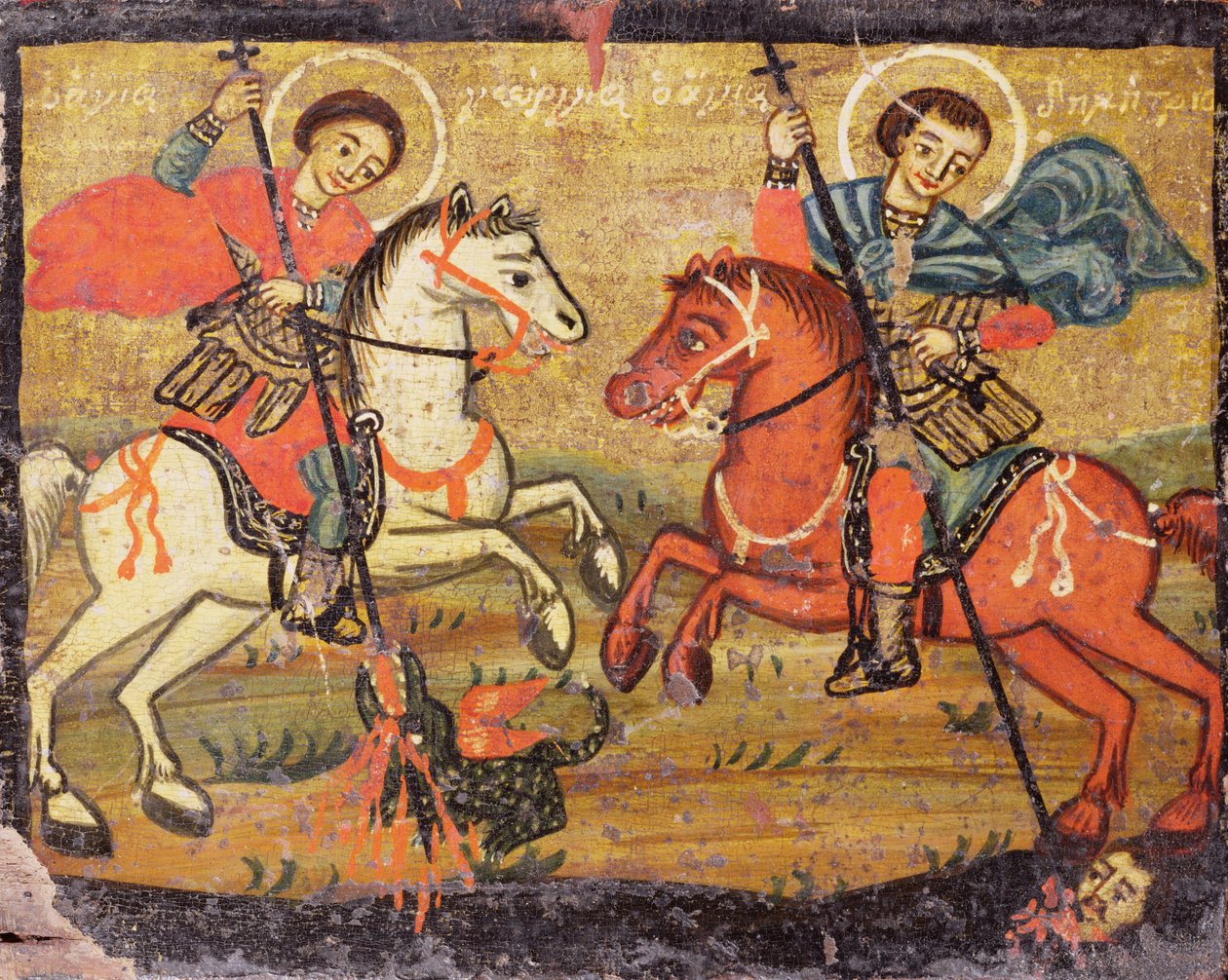 St.George og St.Demetrios, gresk (provinsiell) av Unbekannter Künstler
