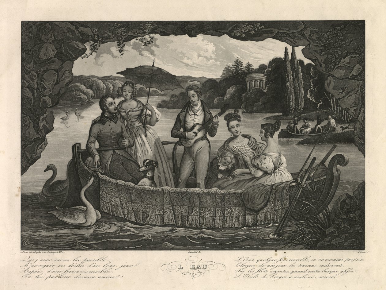 The Water, Paris, ca. 1835 (gravering) av Unbekannter Künstler
