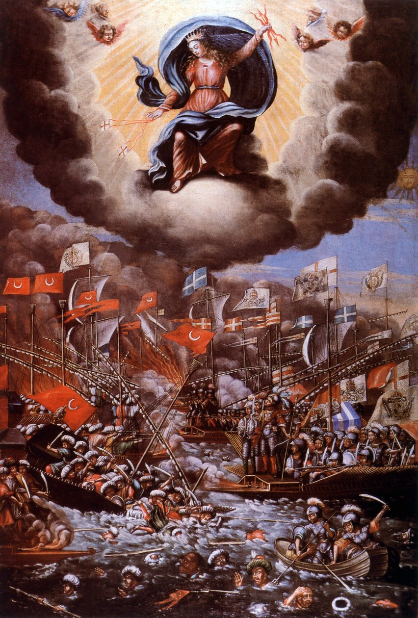 Slaget ved Lepanto (1571), maleri av Unbekannter Künstler