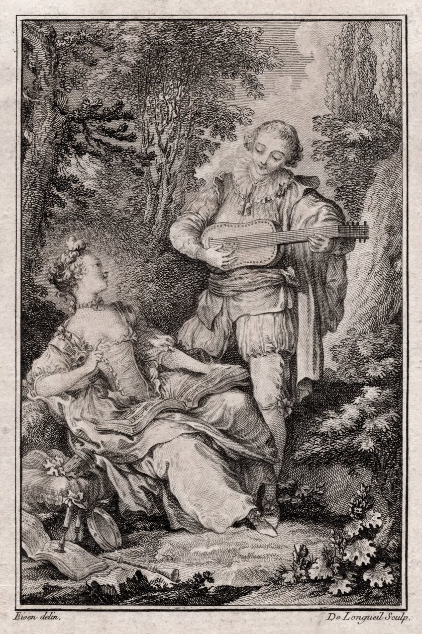 Uten tittel sjangerscene, Paris 1766 (gravering) av Unbekannter Künstler
