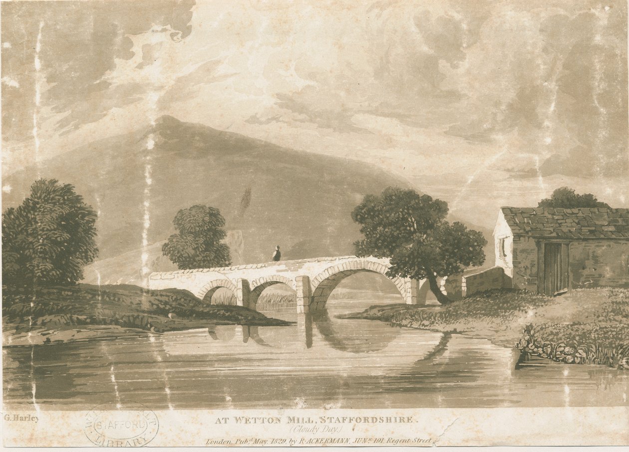 Wetton Mill: akvatintgravering, nd [c 1829] av Unbekannt