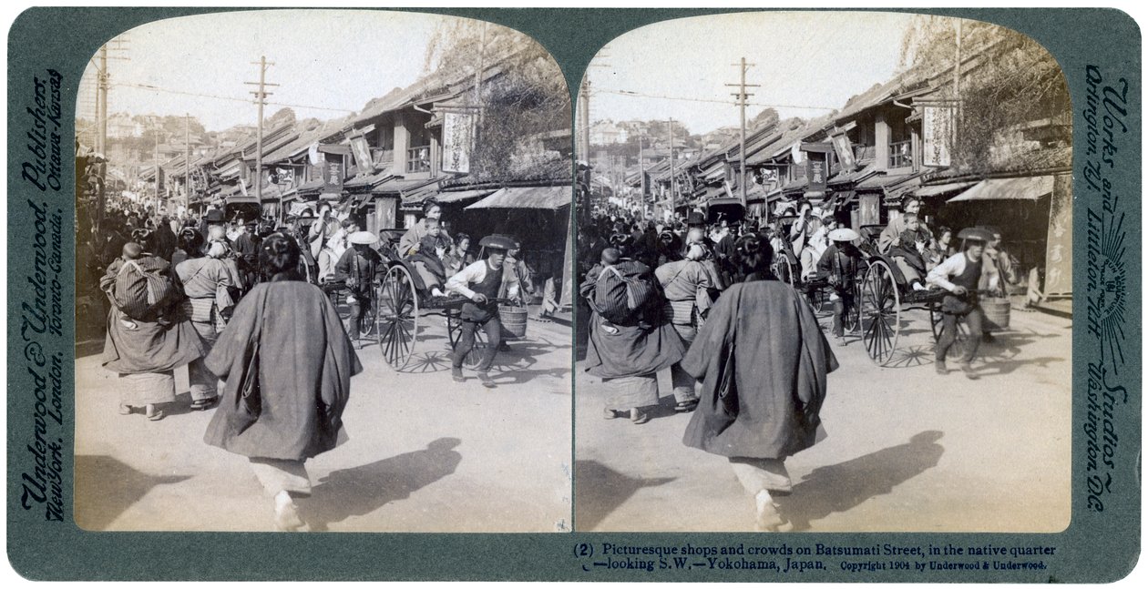 Batsumati street, Yokohama, Japan, 1904. av Underwood and Underwood