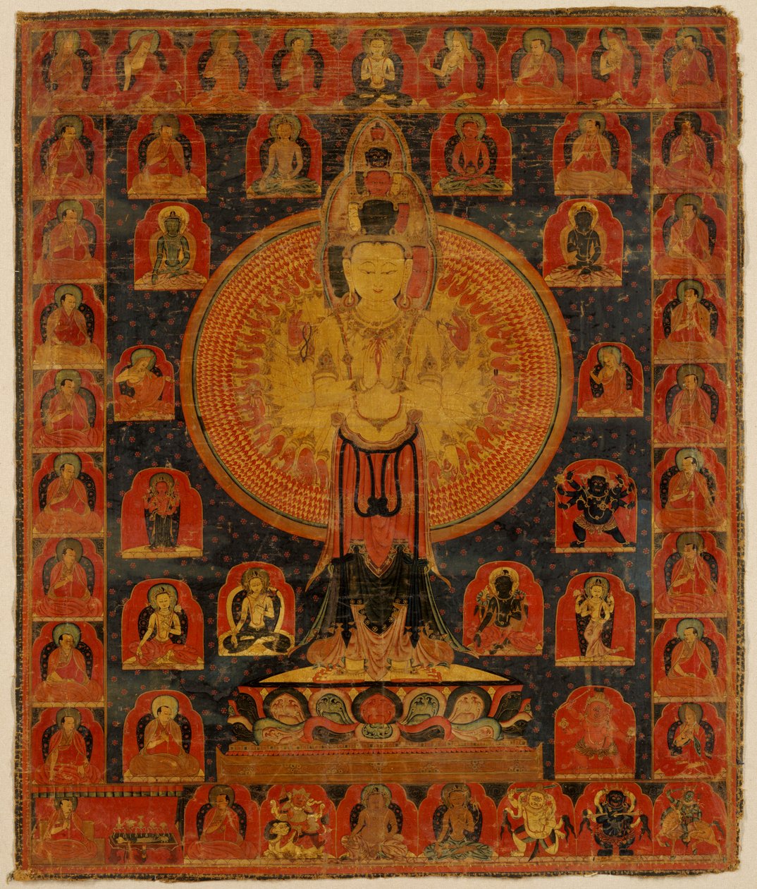Thousand-Armed Chenresi, en kosmisk form av Bodhisattva Avalokiteshvara. Tibet. av Unknown