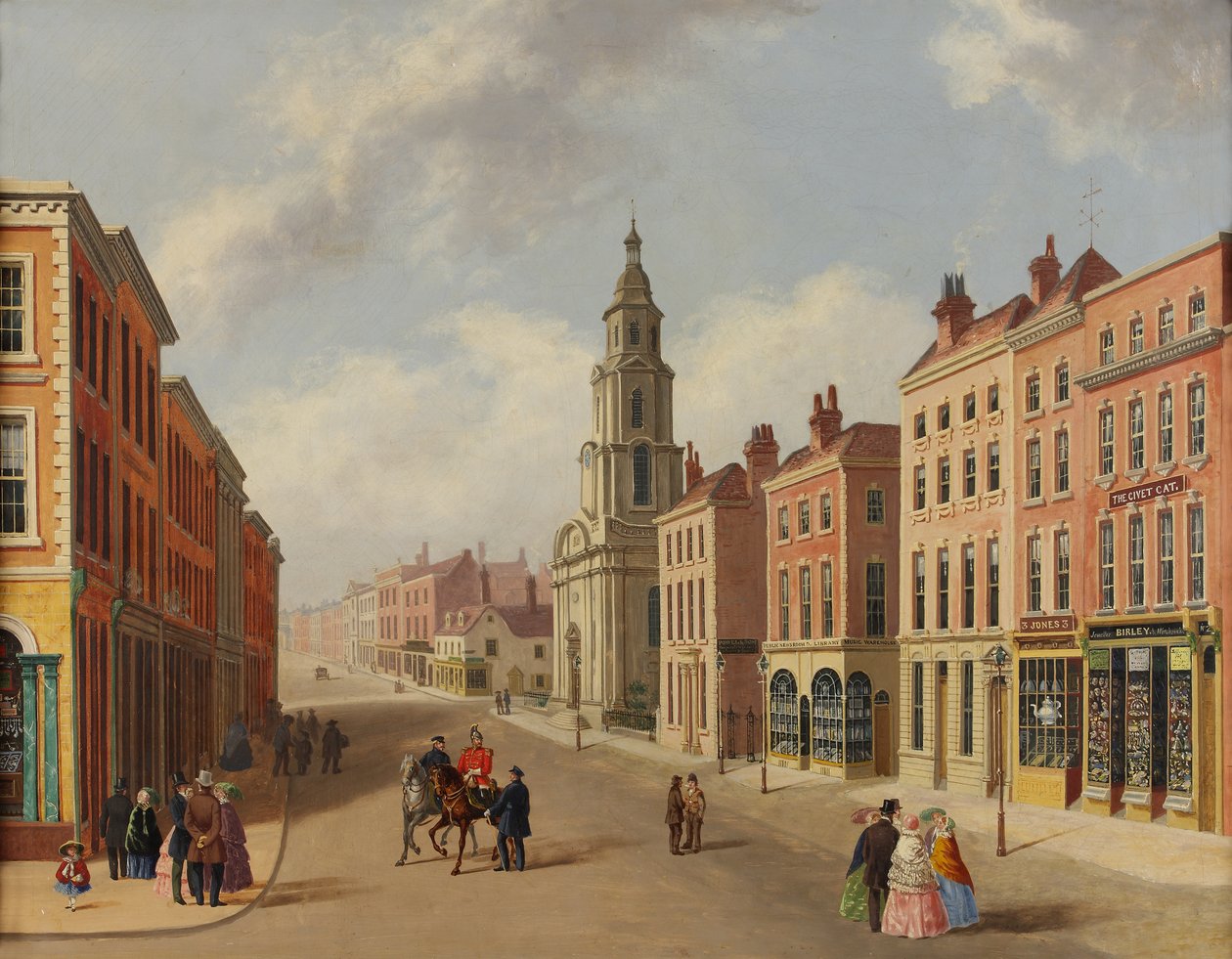 St Nicholas Church og Foregate Street, Worcester, ca. 1850 av Unbekannt Unbekannt