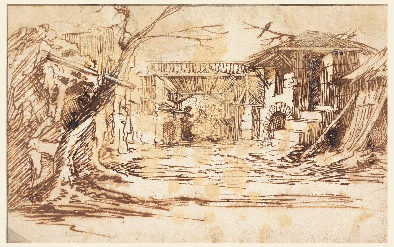 Tegning, sett for en julekammer av Unknown