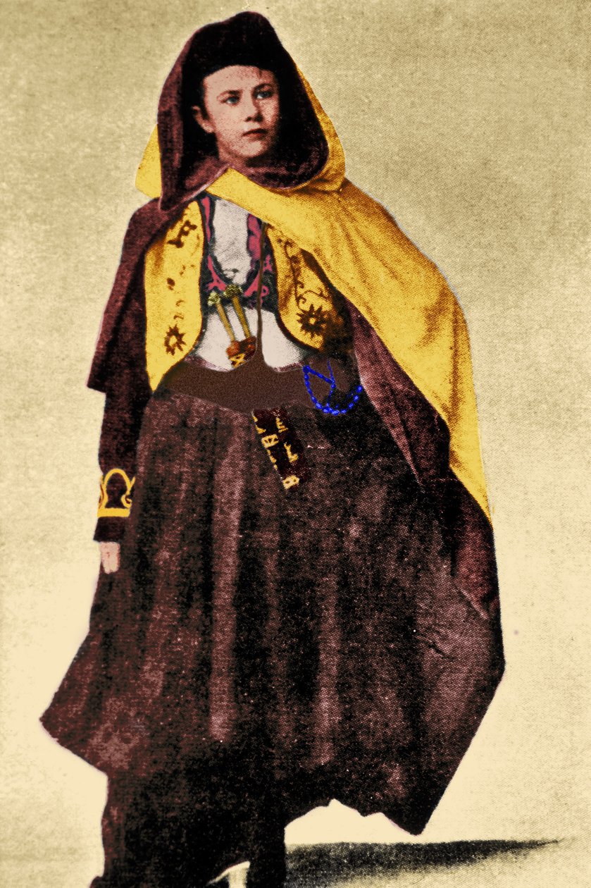 Den sveitsiske oppdageren Isabelle Eberhardt i arabisk drakt, ca. 1897 (senere fargelegging) av Unknown