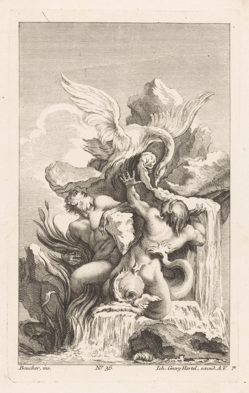 Fontene med svane og menn Diverse Fontaines (serietittel) av Unknown