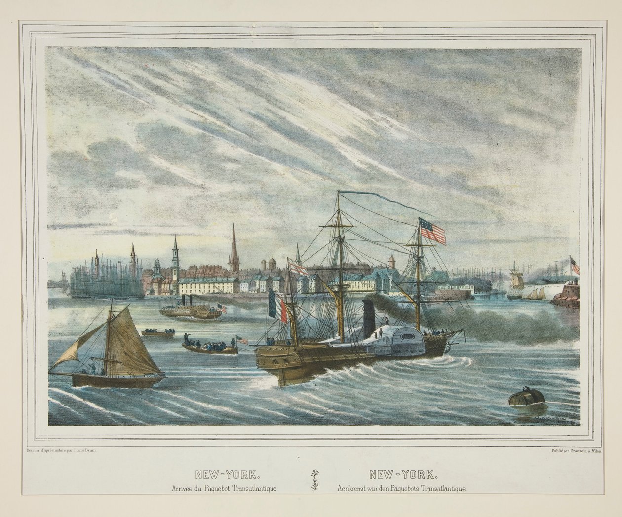 New York. Ankomst av den transatlantiske dampbåten. av Unknown