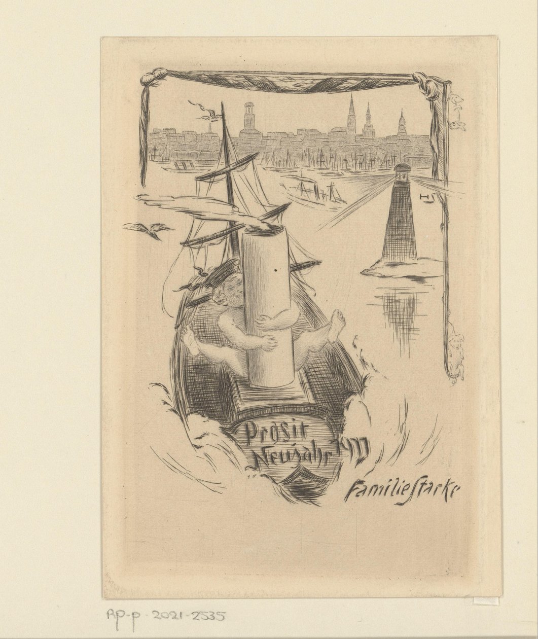 Nyttårsønske for 1911 fra familien Stacke av Unknown