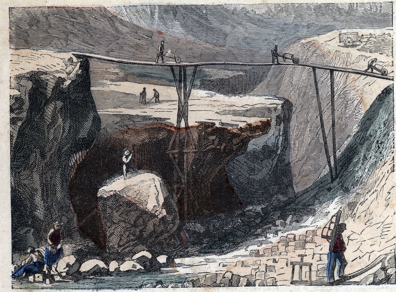 A stone quarry in the 19th century. av Unknown artist