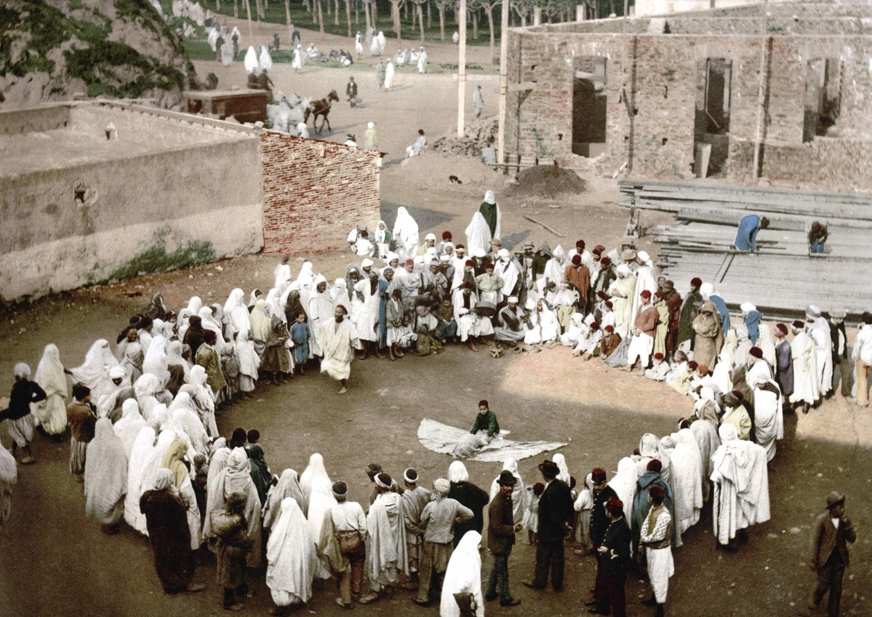 Arabiske sjonglører i Alger. Photochrome v. 1895. av Unknown artist