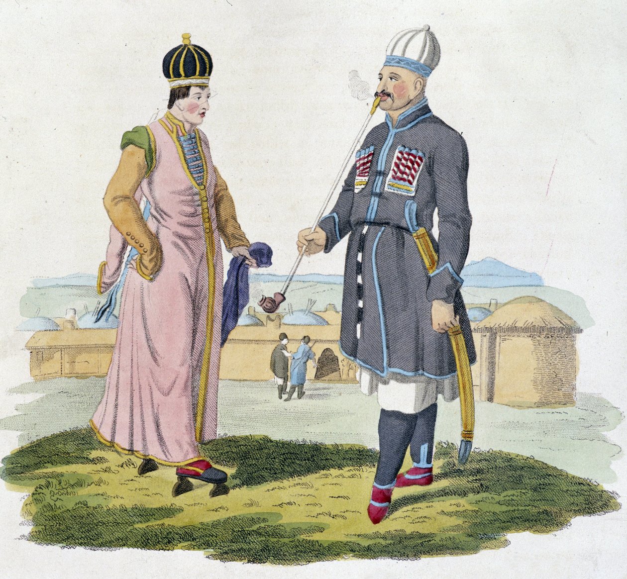 Cherkess mann og kvinne (Kaukasus) av Unknown artist