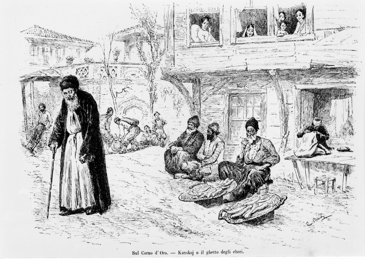 Jødisk ghetto i Konstantinopel. av Unknown artist