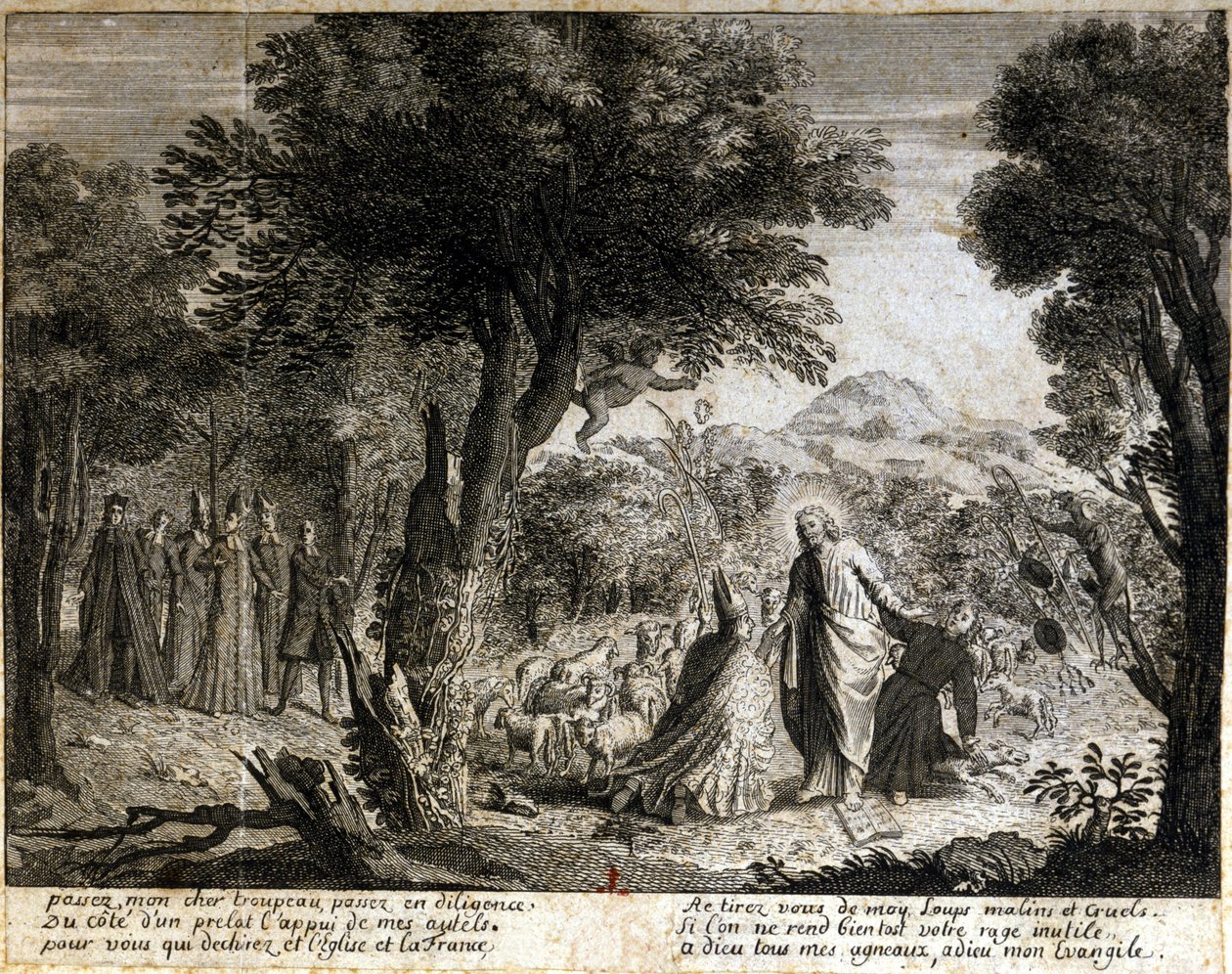 Satirisk vignett mot jansenismen. av Unknown artist