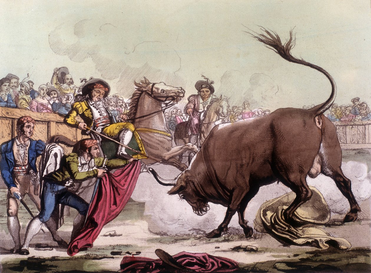 Scene for tyrefekting i Spania, rundt 1820. av Unknown artist