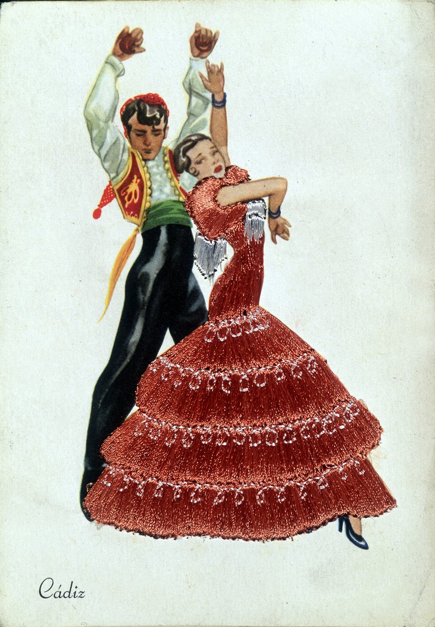 Spanske flamencodansere i tradisjonelle klær. av Unknown artist