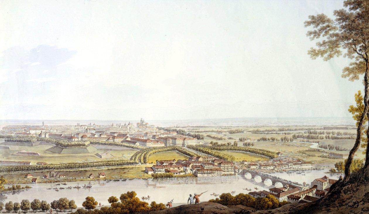 Utsikt over Torino. Gravering 1810. av Unknown artist
