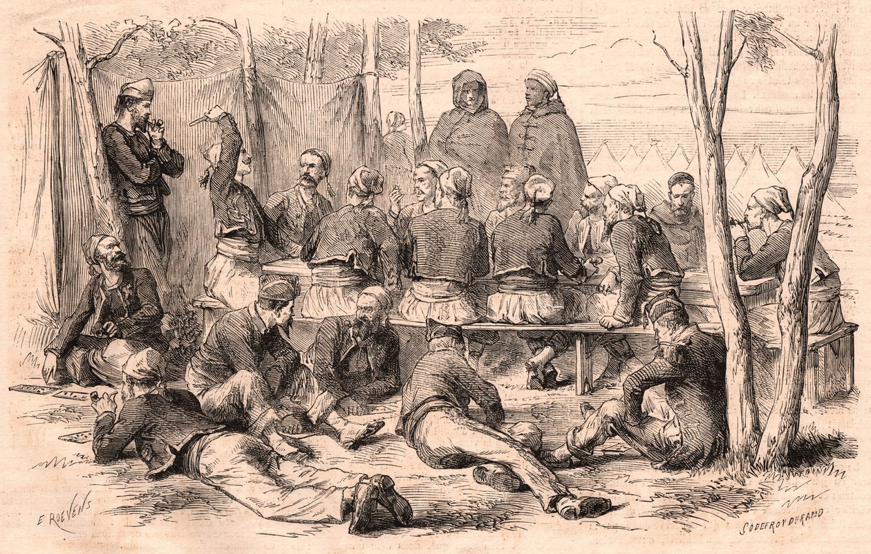 Zouave-gruppen hviler på Chalons leir av Unknown