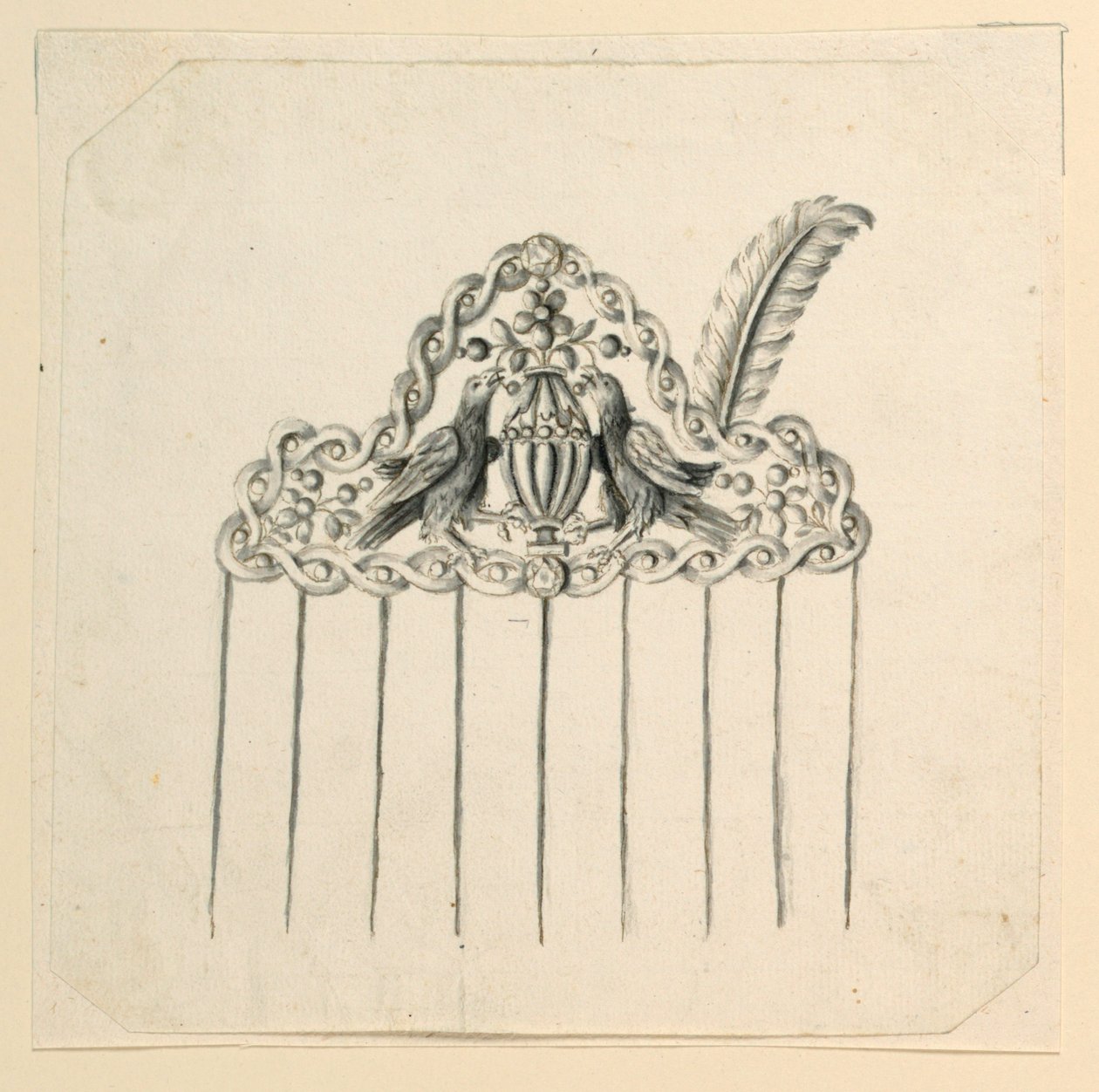 Design for en kam av Unknown artist