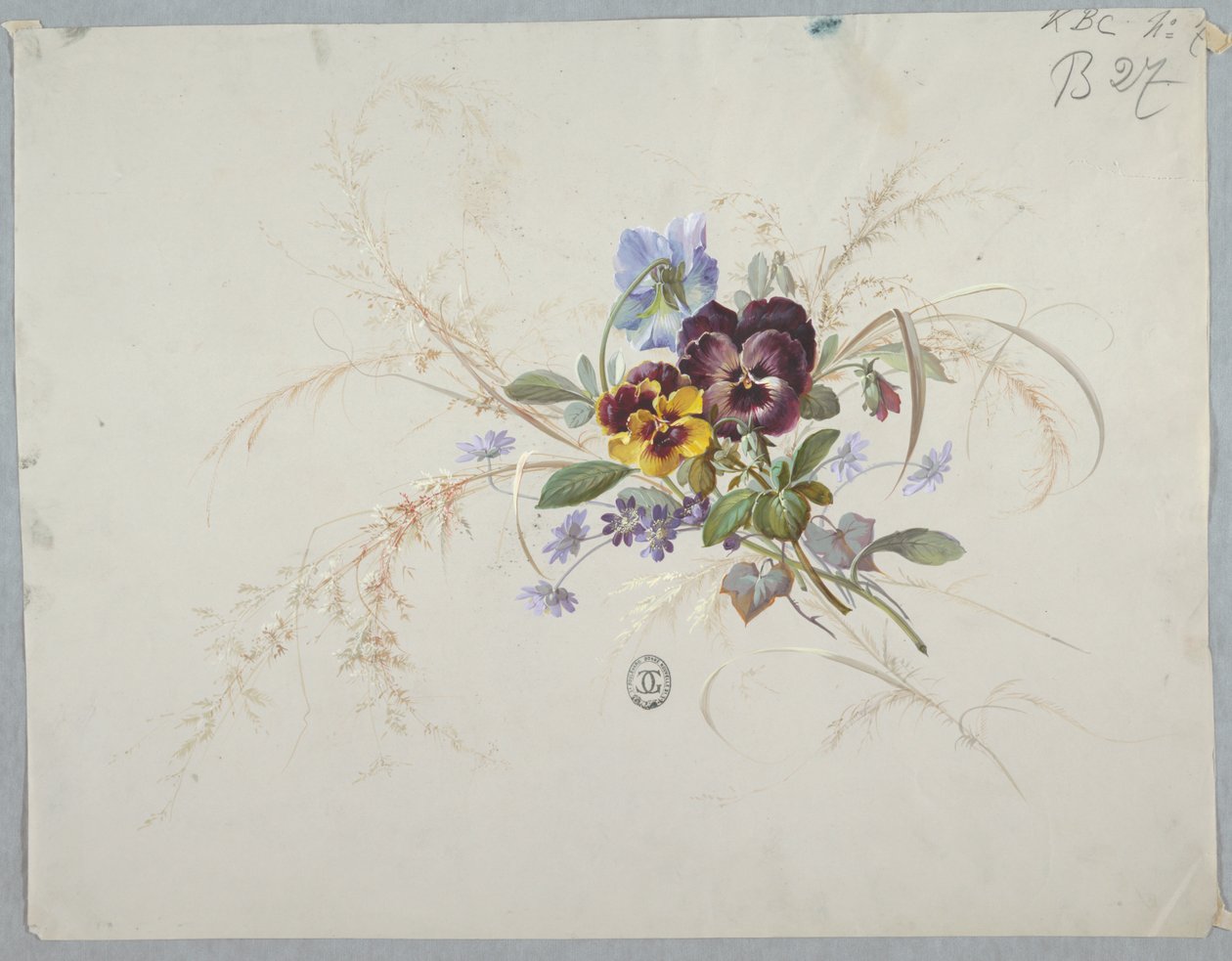 Design for tapet og tekstiler: Blomster av Unknown artist