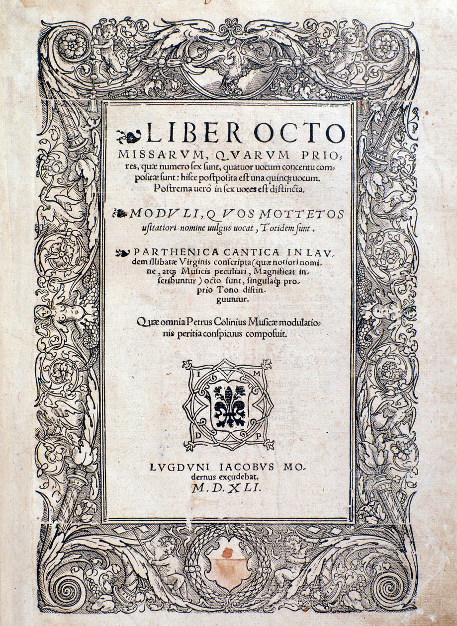 Frontispice fra Liber octo Missarum (1541) av Unknown artist
