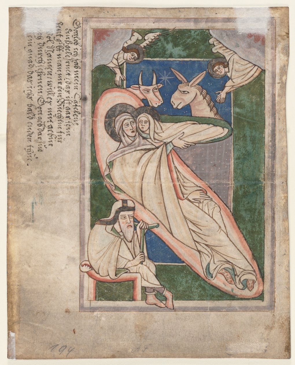 Blad fra en Psalter: Nativity (verso) av Unknown artist