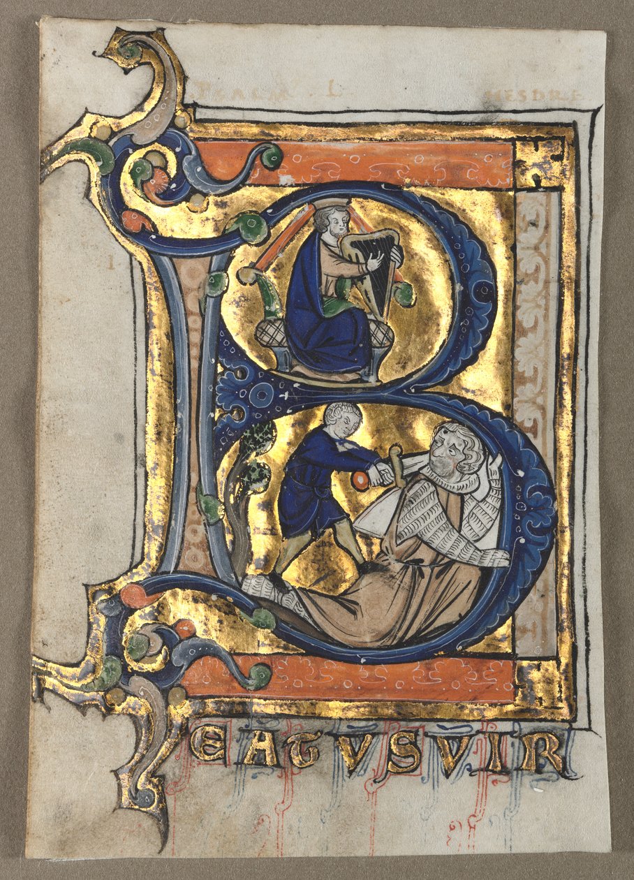 Blader skåret ut fra en psalter (syv) av Unknown artist