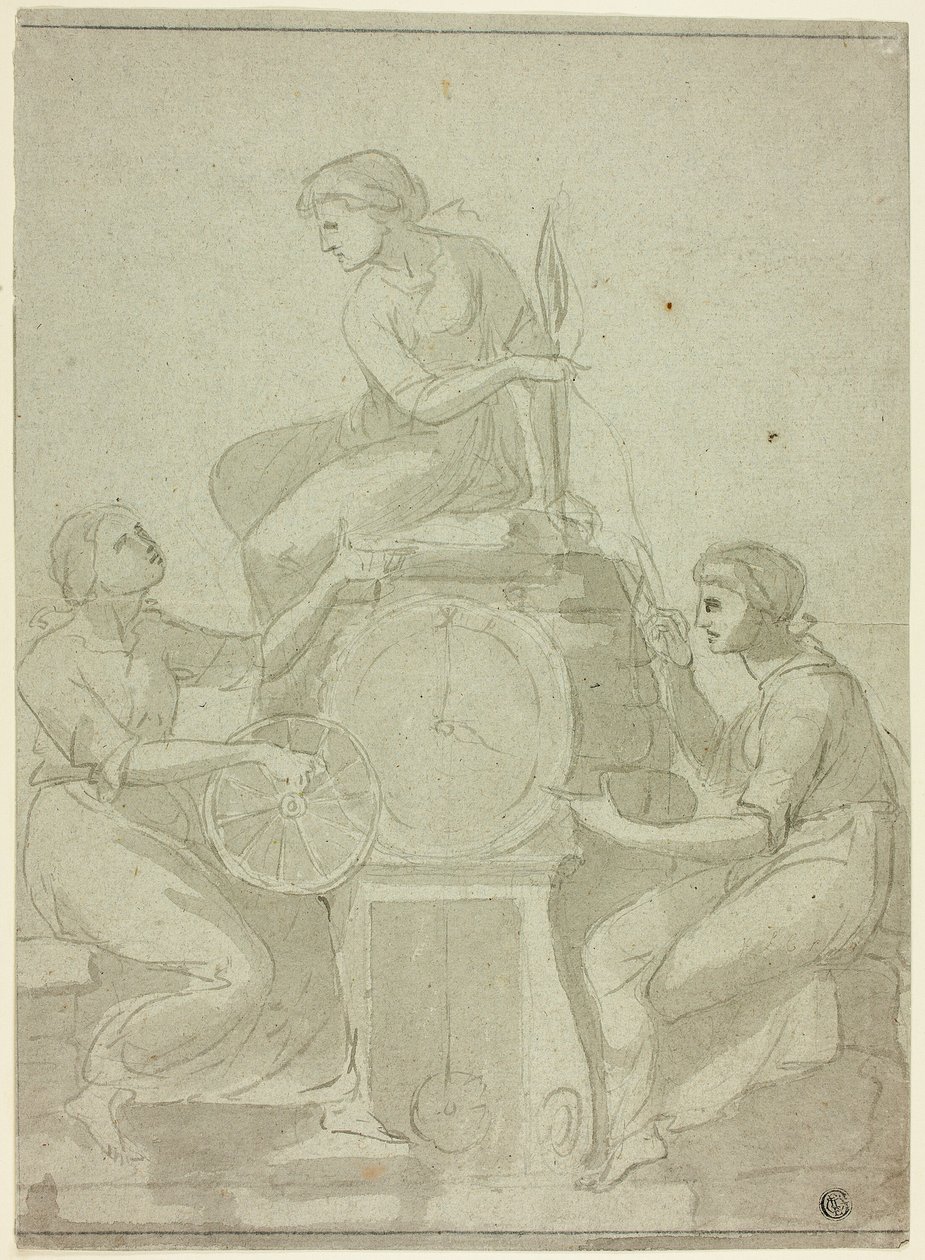 Three Fates (Design for klokke) av Unknown artist
