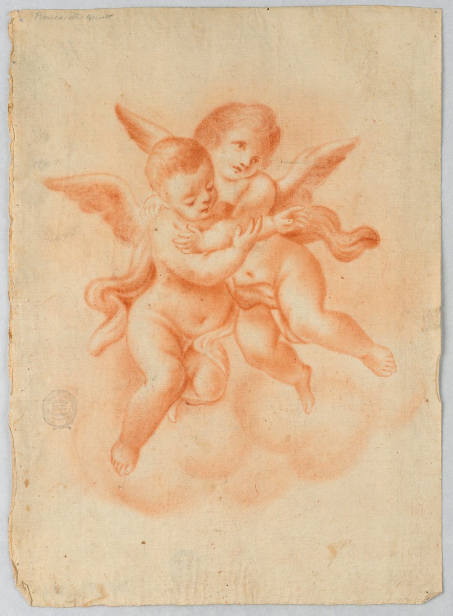 Winged Putti i skyer av Unknown artist