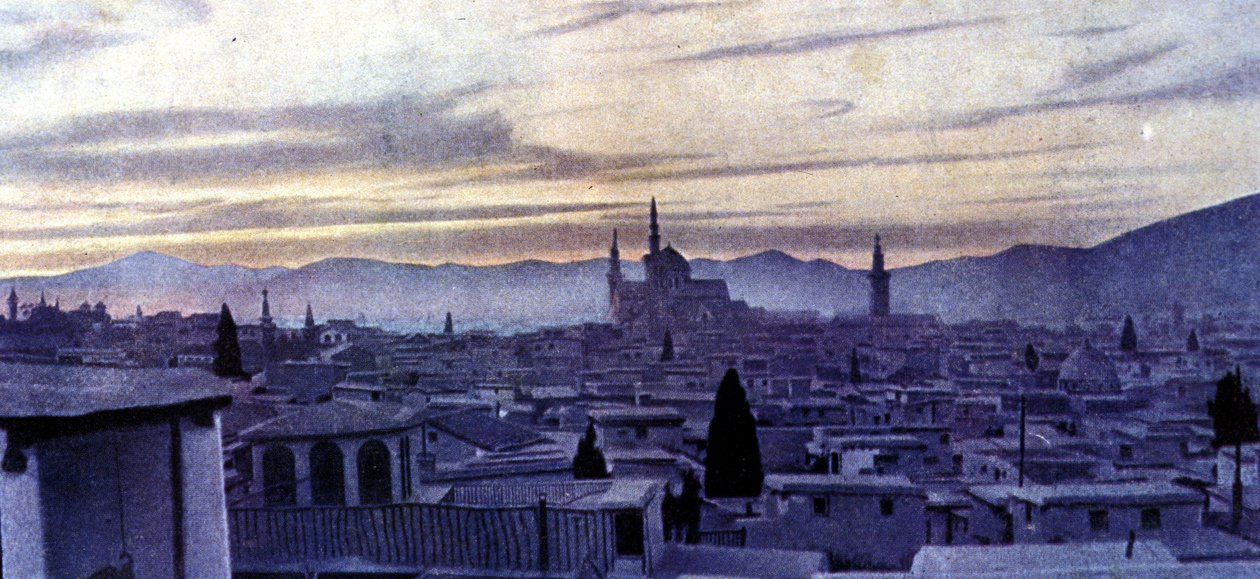 Utsikt over Damaskus (Syria). Autokrom av Unknown photographer