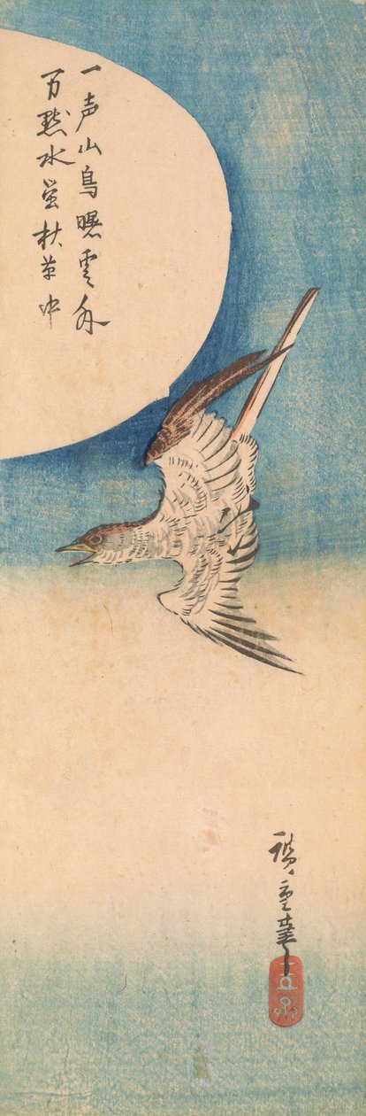 Gøk som flyr under fullmåne av Utagawa Hiroshige