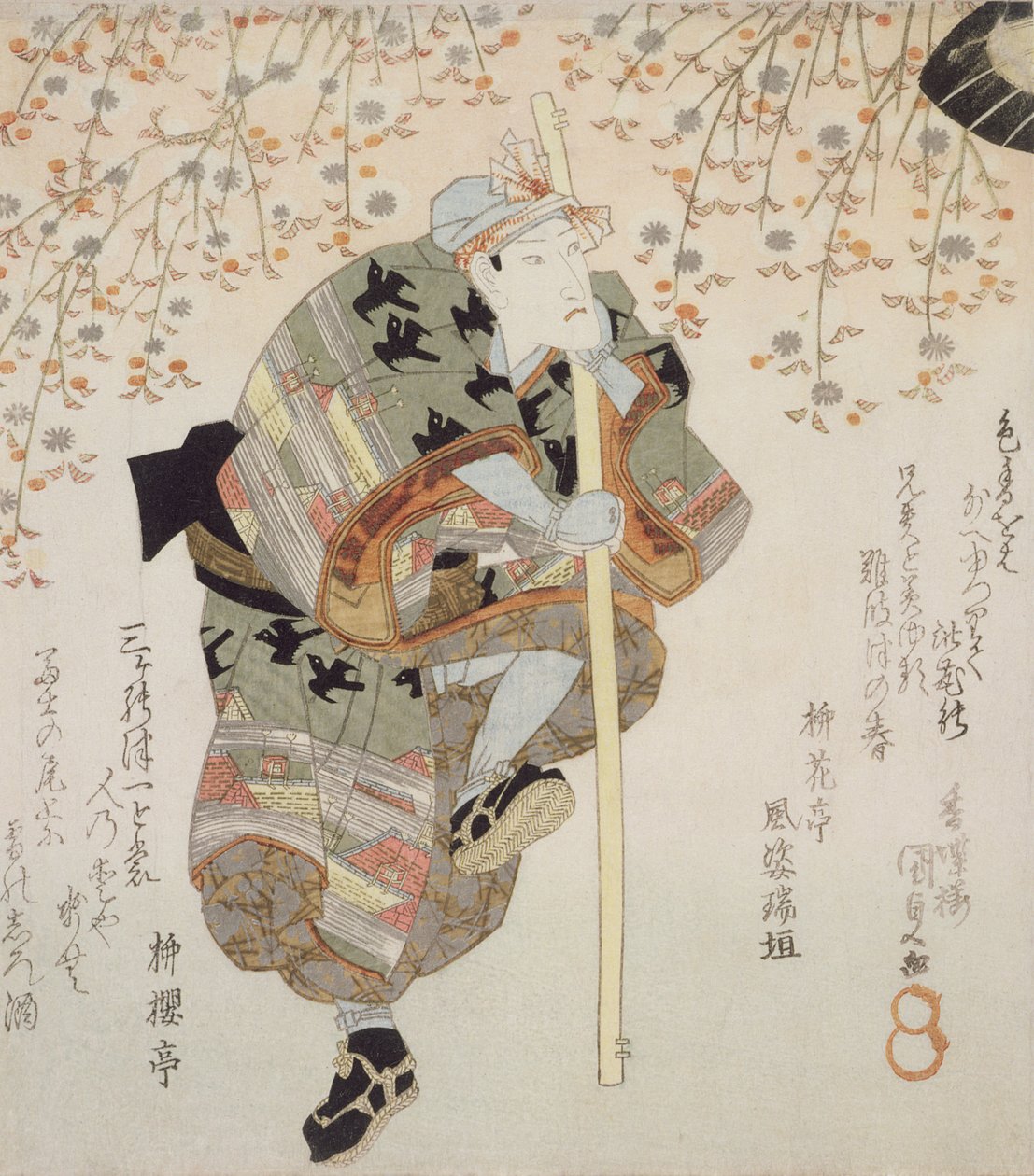 Onoe Kikugoro Good ass m Bay-medlem Edo Zakura relatert til Sukeroku, ca. 1830 (DB ck p Hayashi t) av Utagawa Kunisada