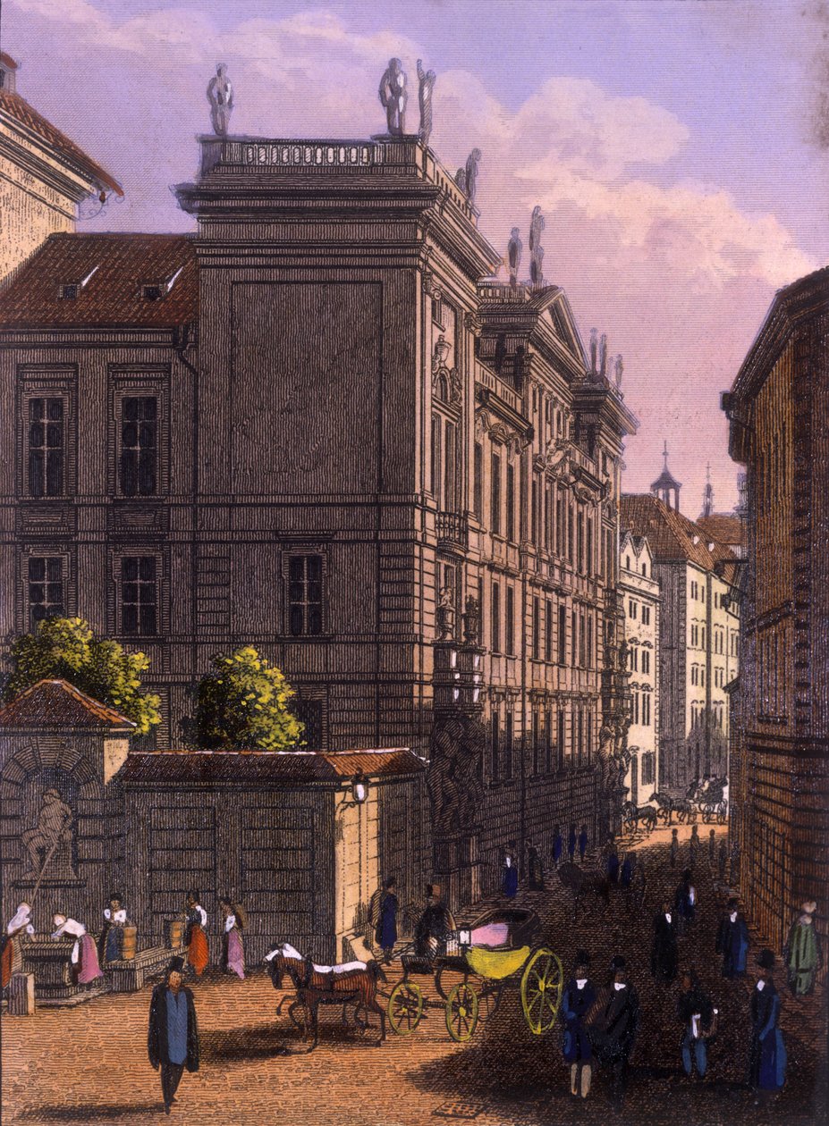 Clam-Gallas Palace, 1847 (farget stålgravering) av V. Merklas
