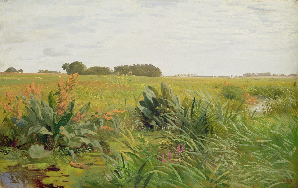 Between Geest and Marsh, ca. 1880 (olje på papir på tre) av Valentin Ruths
