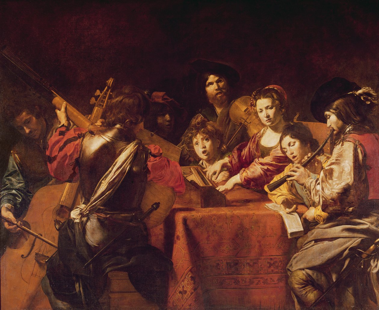 Konsert med åtte personer av Valentin de Boulogne